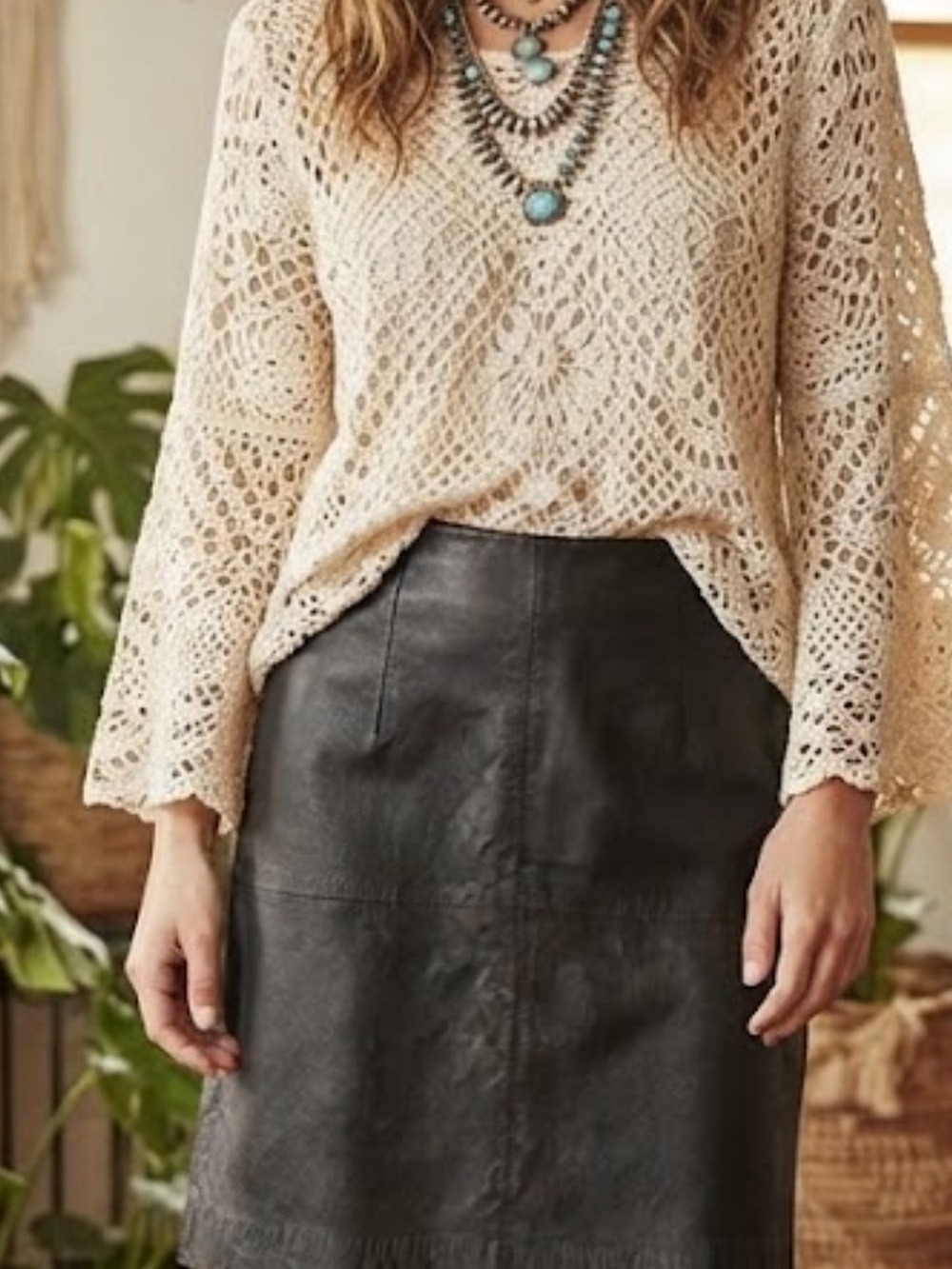 Amanda Smith Genuine Leather Mini Skirt Vintage 4P Y2K Minimalist A-Line